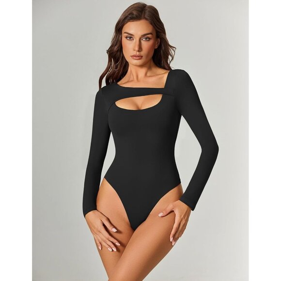 ⚡Avidlove Women’s Long Sleeve Bodysuit Scoop Neck Cutout Slim Fit Shapewear - Picture 6 of 6